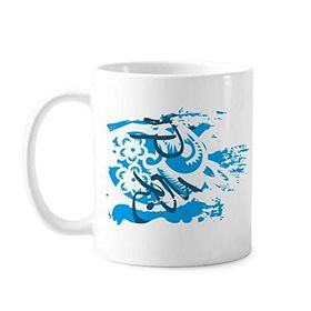Dıythinker 350 ml Yeni Tavşan Yılı Hayvan Çin Zodyak Boya Fırçası Beyaz Seramik Saplı Kupa