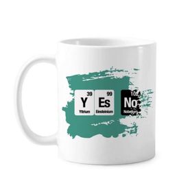 Dıythinker 350 ml Yes No Chemical Element Science Boya Fırçası Kupa Beyaz Seramik Kupa