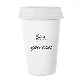 Dıythinker 350 ml Yes You Can İlham Verici Alıntı Sözler Klasik Beyaz Çömlek Seramik Kupa