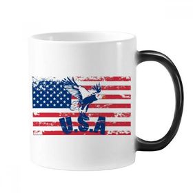 Dıythinker 350 ml Yıldızlar ve Çizgiler Amerika Bayrağı ABD Haliaeetus Leucocephalus Kartal Renk Kupa