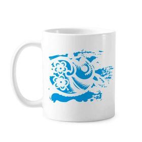 Dıythinker 350 ml Yılı Tavşanlar Hayvan Çin Zodyak Boya Fırçası Kupa Beyaz Seramik Kupa