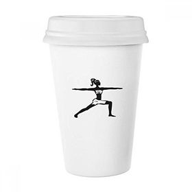 Dıythinker 350 ml Yoga Kız Keep Healthy Spor Silüeti Klasik Kupa