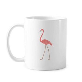 Dıythinker 350 ml Yürüme Flamingo Desenli Klasik Beyaz Çömlekçilik Seramik Saplı Kupa