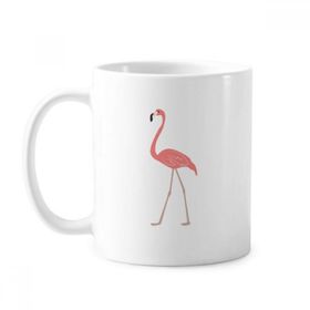 Dıythinker 350 ml Yürüme Flamingo Desenli Klasik Beyaz Çömlekçilik Seramik Saplı Kupa
