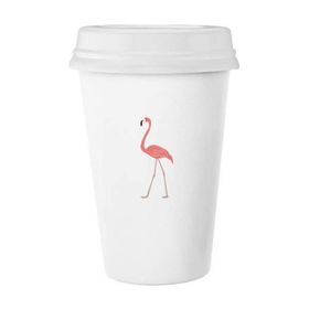 Dıythinker 350 ml Yürüme Flamingo Desenli Klasik Kupa Beyaz Çömlekçilik Seramik Kupa