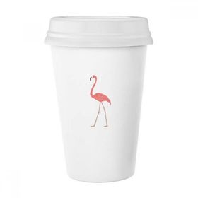 Dıythinker 350 ml Yürüme Flamingo Desenli Klasik Kupa Beyaz Çömlekçilik Seramik Kupa