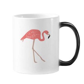 Dıythinker 350 ml Yürüme Flamingo Desenli Pembe Değişen Renk Kupa
