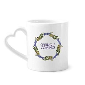Dıythinker 350 ml Yuvarlak Çelenk Mavi Çiçek Bitki Kupaları Seramik Kupa