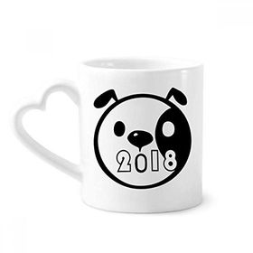 Dıythinker 350 ml Yuvarlak Köpek Happy New Year 2018 Kupaları Seramik Kupa