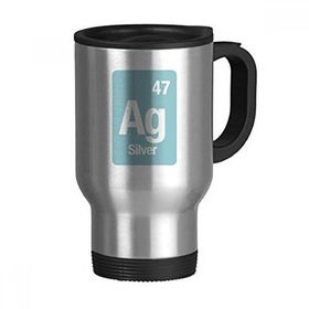 Dıythinker 368 ml Ag Gümüş Kimyasal Element Bilim Paslanmaz Çelik Seyahat Kulplu Bira Kupa