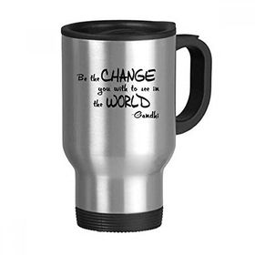 Dıythinker 368 ml Be Change See World Sözü Paslanmaz Çelik Seyahat Seyahat Saplı Kupa
