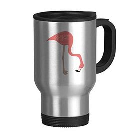 Dıythinker 368 ml Bekleyen Flamingo Desenli Paslanmaz Çelik Seyahat Kulplu Bira Kupa