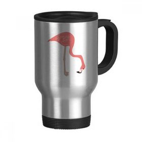 Dıythinker 368 ml Bekleyen Flamingo Desenli Paslanmaz Çelik Seyahat Kulplu Bira Kupa