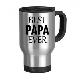 Dıythinker 368 ml Best Papa Ever Alıntı Babalar Günü Paslanmaz Çelik Seyahat Seyahat Saplı Kupa
