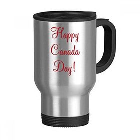 Dıythinker 368 ml Celelbrate Happy Canada Day Akçaağaç Yaprağı Basit Çizgi Çizim Paslanmaz Çelik Seyahat Seyahat Tutacaklı Kupa