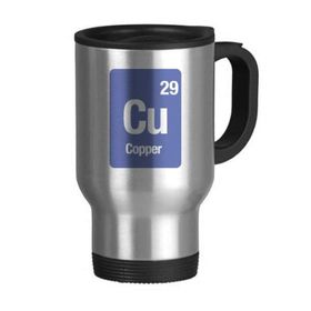 Dıythinker 368 ml Cu Bakır Kimyasal Element Bilim Paslanmaz Çelik Seyahat Bira Kulplu Kupa