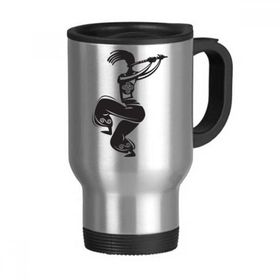 Dıythinker 368 ml Flute Celebrate Silhouette Meksika Dansı Meksika Paslanmaz Çelik Seyahat Seyahat Tutacaklı Kupa