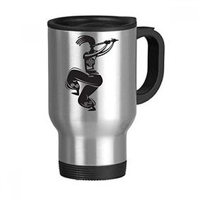 Dıythinker 368 ml Flute Celebrate Silhouette Meksika Dansı Meksika Paslanmaz Çelik Seyahat Seyahat Tutacaklı Kupa