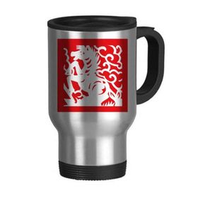 Dıythinker 368 ml Kağıt Kesimli At Hayvan Çin Zodyak Paslanmaz Çelik Seyahat Bira Kulplu Kupa