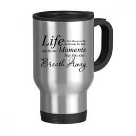 Dıythinker 368 ml Life Moments Nefes Alıntısı Paslanmaz Çelik Seyahat Seyahat Tutacaklı Kupa