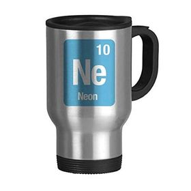Dıythinker 368 ml Ne Neon Kimyasal Element Bilim Paslanmaz Çelik Seyahat Bira Kulplu Kupa