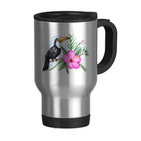 Dıythinker 368 ml Ramphastos Toco Kuş Tropikal Paslanmaz Çelik Seyahat Bira Kulplu Kupa