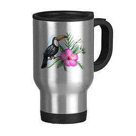 Dıythinker 368 ml Ramphastos Toco Kuş Tropikal Paslanmaz Çelik Seyahat Bira Kulplu Kupa
