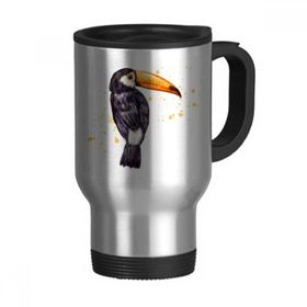 Dıythinker 368 ml Ramphastos Toco Kuş Tropikal Paslanmaz Çelik Seyahat Bira Kulplu Kupa