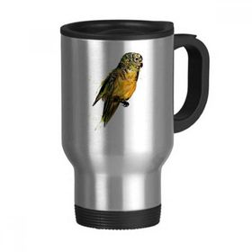 Dıythinker 368 ml Sarı Budgie Papağan Kuş Paslanmaz Çelik Seyahat Kulplu Bira Kupa