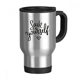 Dıythinker 368 ml Save Yourself Sözü Paslanmaz Çelik Seyahat Seyahat Tutacaklı Kupa