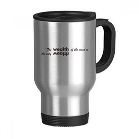 Dıythinker 368 ml Sloganı The Wealth Of The Mind Is The Only Wealth Paslanmaz Çelik Seyahat Seyahat Tutacaklı Kupa