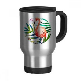 Dıythinker 368 ml Tropikal Bitkiler Flamingo Çiçekler Paslanmaz Çelik Seyahat Bira Kulplu Kupa