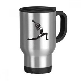 Dıythinker 368 ml Yoga Kızı Sağlıklı Tutun Spor Silüeti Paslanmaz Çelik Seyahat Seyahat Saplı Kupa