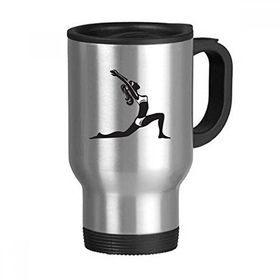 Dıythinker 368 ml Yoga Kızı Sağlıklı Tutun Spor Silüeti Paslanmaz Çelik Seyahat Seyahat Saplı Kupa
