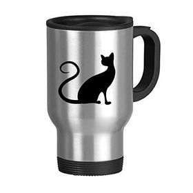 Dıythinker 368 ml Zarif Siyah Kedi Hayvan Sanat Silüeti Hayvan Korur Paslanmaz Çelik Seyahat Seyahat Saplı Kupa