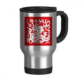 Dıythinker 378 ml Kağıt Kesimli Ejderha Hayvan Çin Zodyak Paslanmaz Çelik Seyahat Bira Kolları ile Kupa