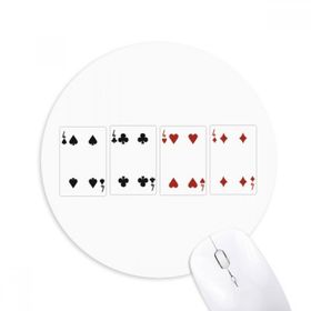 Dıythinker 4 Kalp Kürek Elmas Kulüp Desenli Baskılı Yuvarlak Kaymaz Kauçuk Mouse Pad