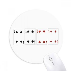 Dıythinker 4 Kalp Kürek Elmas Kulüp Desenli Baskılı Yuvarlak Kaymaz Kauçuk Mouse Pad