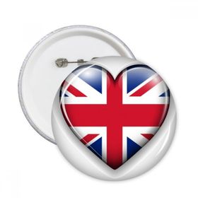 Dıythinker 5 Adet L Union Jack Kalp Şekilli Britanya İngiltere Bayrağı Yuvarlak İğneler Rozet Düğme Giysi Dekorasyon