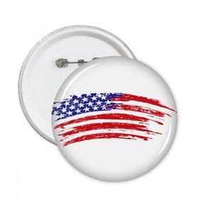 Dıythinker 5 Adet L Yıldızlar ve Şeritler Bükülür Amerika Ülke Bayrağı Yuvarlak İğneler Rozet Düğme Giysi Dekorasyon