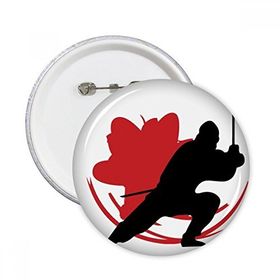 Dıythinker 5 Adet M Japonya Asya Samuray Katana Sakura Aksiyon Silüeti Yuvarlak İğneler Rozet Düğme Giysi Dekorasyon