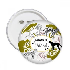 Dıythinker 5 Adet S Afrika Welcom To Savanna Zebra Leopar Vahşi Yaşam Yuvarlak İğne Rozet Düğme Giysi Dekorasyon