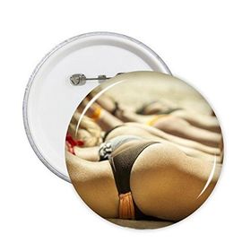 Dıythinker 5 Adet S Bikini Plaj Güneşlenme Tanga Seksi Kız Yuvarlak İğneler Rozet Düğme Giysi Dekorasyon