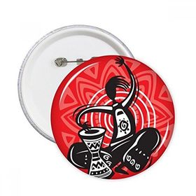 Dıythinker 5 Adet S Tambourine Silüeti Meksika Meksika Yuvarlak İğneler Rozet Düğme Giysi Dekorasyon