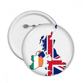 Dıythinker 5 Adet S Union Jack UK Britanya İrlanda Haritası Ülke Yuvarlak İğneler Rozet Düğme Giysi Dekorasyon