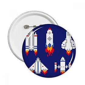 Dıythinker 5 Adet S Uzay Gemisi Roket Astronomi Piksel Yuvarlak İğneler Rozet Düğme Giysi Dekorasyon