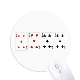 Dıythinker 5 Kalp Kürek Elmas Kulüp Desenli Baskılı Yuvarlak Kaymaz Kauçuk Mouse Pad