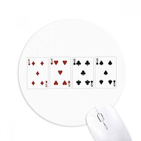 Dıythinker 5 Kalp Kürek Elmas Kulüp Desenli Baskılı Yuvarlak Kaymaz Kauçuk Mouse Pad