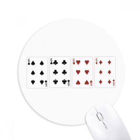Dıythinker 6 Kalp Kürek Elmas Kulüp Desenli Baskılı Yuvarlak Kaymaz Kauçuk Mouse Pad