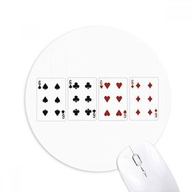 Dıythinker 6 Kalp Kürek Elmas Kulüp Desenli Baskılı Yuvarlak Kaymaz Kauçuk Mouse Pad